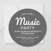 ラウンドミュージックスピーカー誕生日パーティーの招待 招待状 (裏面)
