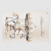 ラウンドメリーサーカスカーニバル美しいかわいい ゴルフタオル (横)