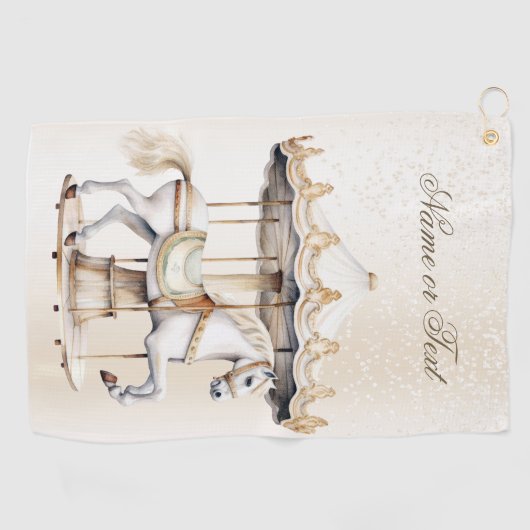 ラウンドメリーサーカスカーニバル美しいかわいい ゴルフタオル (横)