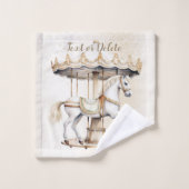 ラウンドメリーサーカスカーニバル美しいかわいい バスタオルセット (ウォッシュタオル)