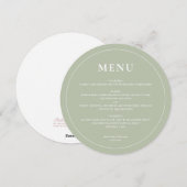 ラウンドモダンシンプルサージグリーン結婚のメニュー シーズンカード (正面/裏面)