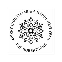 ラウンドモダンスノーフレークカスタムメリークリスマス セルフインキングスタンプ