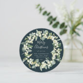 ラウンドモダンスノーベリー+ユーカリのクリスマスリース シーズンカード (スタンド正面)