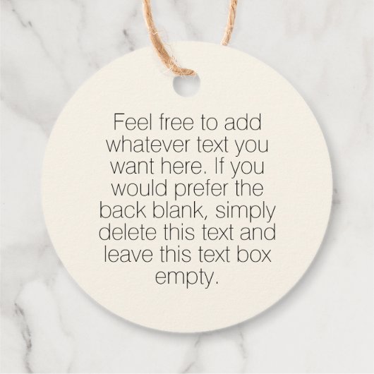 ラウンドモダンビジネスロゴのベージュ色アイボリーつるラベル フェイバータグ (裏面)