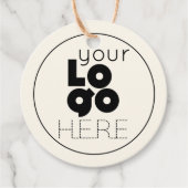 ラウンドモダンビジネスロゴのベージュ色アイボリーつるラベル フェイバータグ (正面)