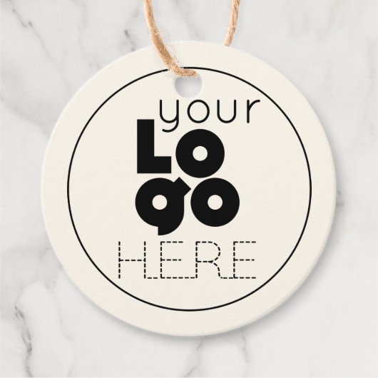 ラウンドモダンビジネスロゴのベージュ色アイボリーつるラベル フェイバータグ (正面)