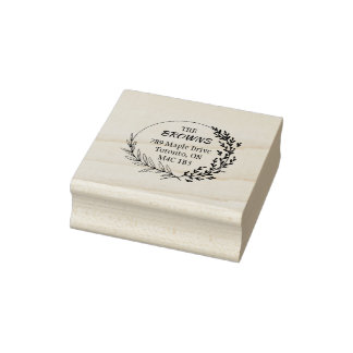 ラウンドモダンフローラリース ラバースタンプ