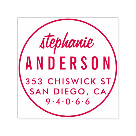 ラウンドモダンミニマリストのフルネーム差出人住所 セルフインキングスタンプ (デザイン)