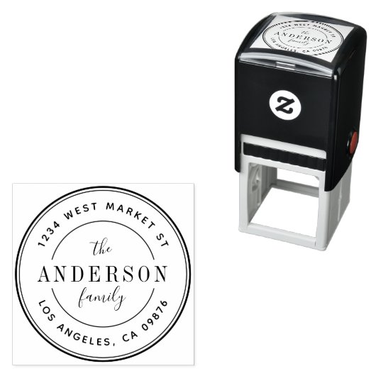 ラウンドモダンロゴファミリ名差出人住所 セルフインキングスタンプ (インサイチュ)