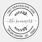 ラウンドモダン差出人住所手書きスクリプト ラウンドシール (正面)