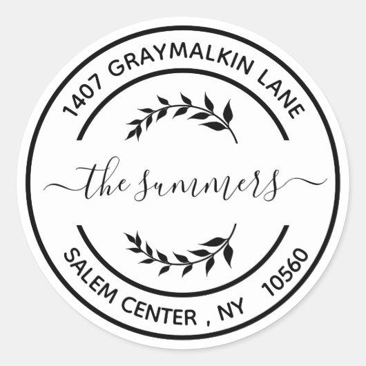 ラウンドモダン差出人住所手書きスクリプト ラウンドシール (正面)