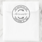 ラウンドモダン差出人住所手書きスクリプト ラウンドシール (バッグ)