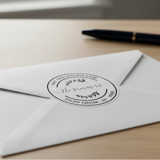 ラウンドモダン差出人住所手書きスクリプト ラウンドシール