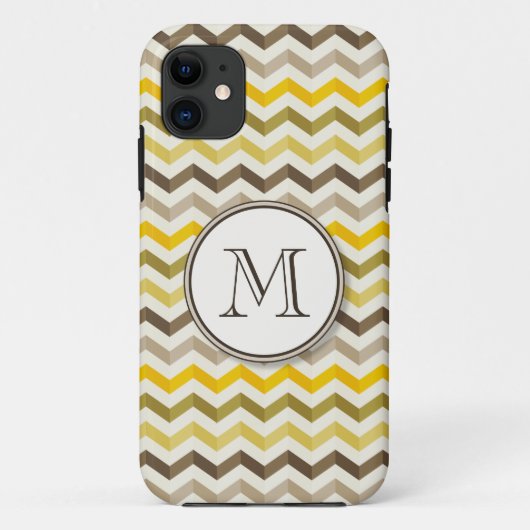 ラウンドモノグラムストライプ付きEarthone Chevronの Case-Mate iPhoneケース (裏面)