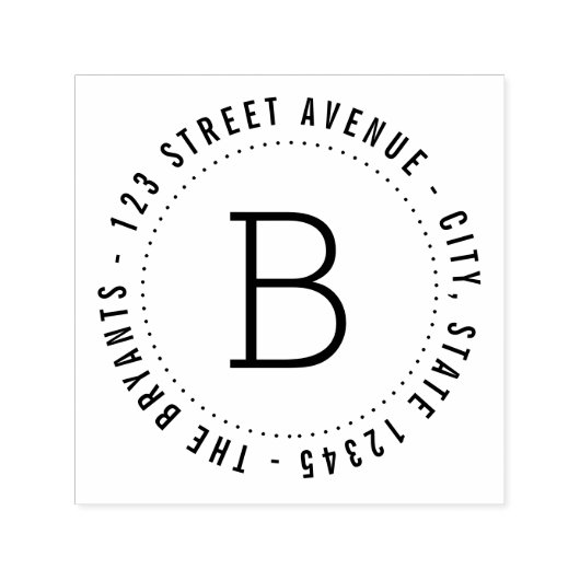 ラウンドモノグラム差出人住所自己インキングスタンプ セルフインキングスタンプ (デザイン)