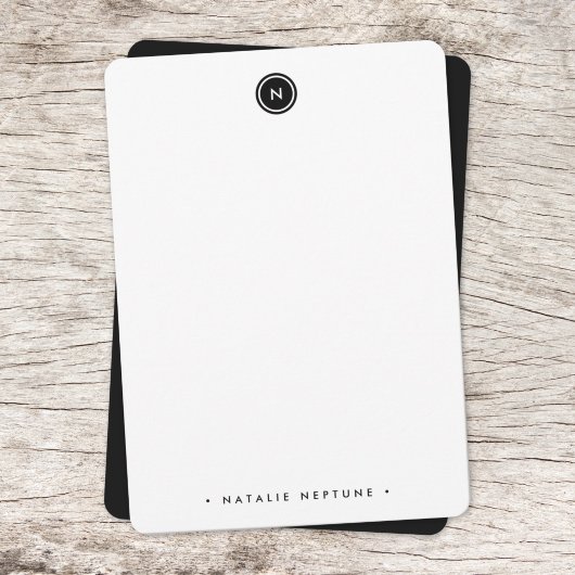 ラウンドモノグラム白黒ミニマルモダンリスト ノートカード