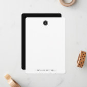 ラウンドモノグラム白黒ミニマルモダンリスト ノートカード (正面/裏面インサイチュ)