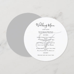 ラウンドモノグラム結婚のメニューテンプレート 招待状