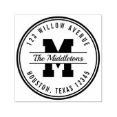 ラウンドモノグ縁どラムバーシティスタイル差出人住所 セルフインキングスタンプ (デザイン)