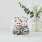 ラウンドユニークアルティックキツネホリデーカード (スタンド正面)