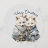 ラウンドユニークアルティックキツネホリデーカード (正面/裏面)