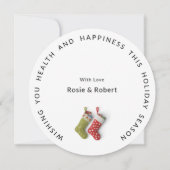 ラウンドユニーク、クリミニマルスマスストッキング休日 シーズンカード (裏面)