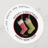 ラウンドユニーク、クリミニマルスマスストッキング休日 シーズンカード (正面/裏面)