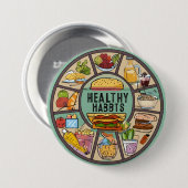 「ラウンドラディエンス：健康的な習慣を受け入れる」 缶バッジ (正面&裏面)