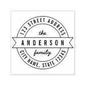 ラウンドリボンフモダンァミリ名差出人住所 セルフインキングスタンプ (デザイン)