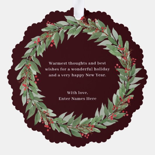 ラウンドリースオーナメントクリスマスカード オーナメントカード (裏面)