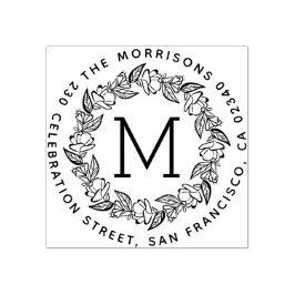 ラウンドリースモノグラムファミリー名差出人住所 ラバースタンプ