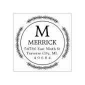 ラウンドリースモノグラム差出人住所ゴムスタンプ ラバースタンプ (インプリント)