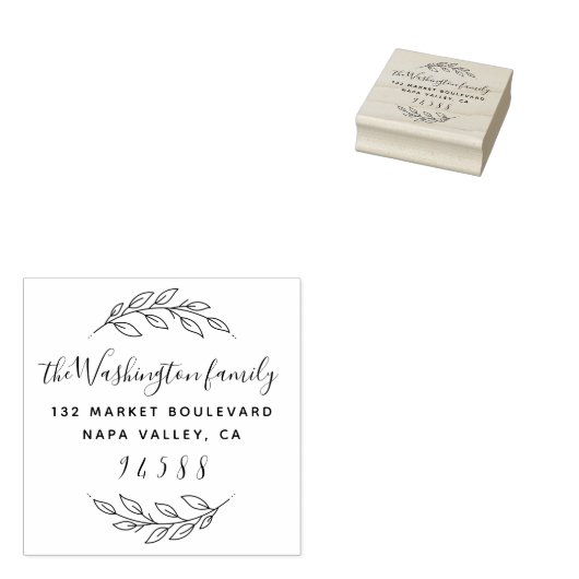 ラウンドリース&カスタムファミリ名差出人住所 ラバースタンプ (押印)