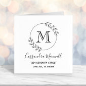 ラウンドリース、葉モノグラム2アドレス セルフインキングスタンプ