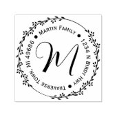 ラウンドリーフフレームアドレスカスタムスタンプ2.9インチx 1.4インチ セルフインキングスタンプ (デザイン)