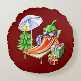 ラウンドレッドクリスマスチリ漫画スケッチ ラウンドクッション