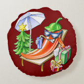 ラウンドレッドクリスマスチリ漫画スケッチ ラウンドクッション (裏面)