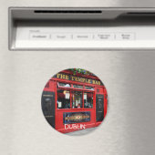 ラウンドレッドテンプルバーパブ磁石と文字ダブリン マグネット (インサイチュ (食洗機))