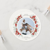 ラウンドレッドベリーのクリスマスホリデーフォト カード (正面/裏面インサイチュ)