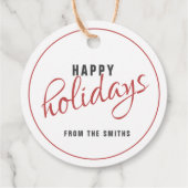 ラウンドレッド伝統的ポインセチアのクリスマスプレゼント フェイバータグ (裏面)