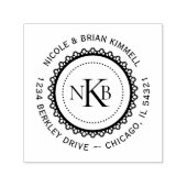 ラウンドレースイニシャルモノグラム独自の作成 セルフインキングスタンプ (デザイン)