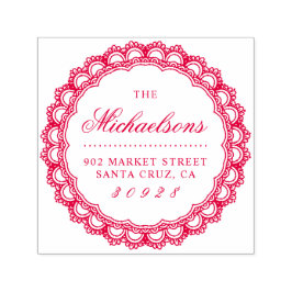 ラウンドレース縁ど名スクリプト差出人住所 セルフインキングスタンプ