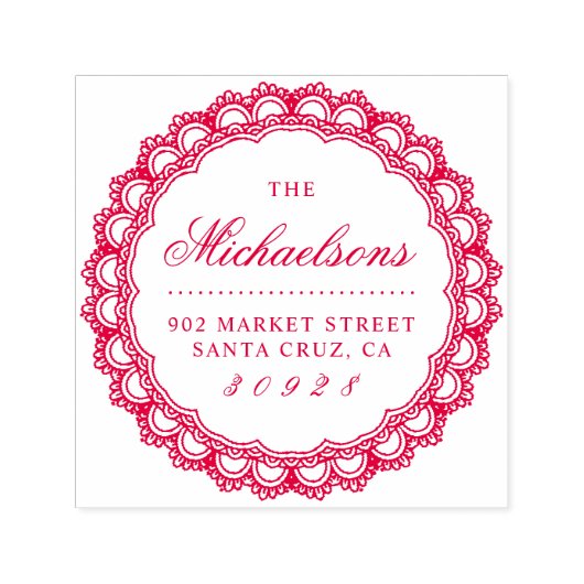 ラウンドレース縁ど名スクリプト差出人住所 セルフインキングスタンプ (デザイン)