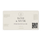 ラウンドロゴコスメティック油スポイトボトルとQrcode ラベル (正面)