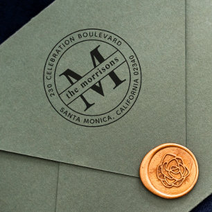 ラウンドロゴセリフのモノグラムと名前の差出人住所 ラバースタンプ