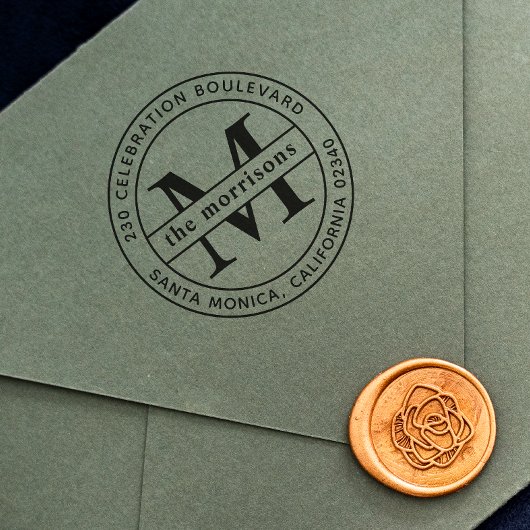 ラウンドロゴセリフのモノグラムと名前の差出人住所 ラバースタンプ