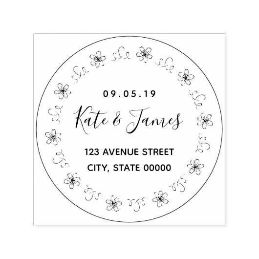 ラウンドロゴファミリ名差出人住所装飾品c セルフインキングスタンプ (デザイン)