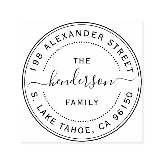 ラウンドロゴファミリ差出人住所の自動手書きスタンプ セルフインキングスタンプ (デザイン)