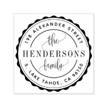 ラウンドロゴファミリ差出人住所の自動手書きスタンプ