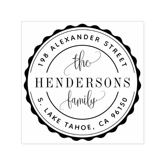 ラウンドロゴファミリ差出人住所の自動手書きスタンプ セルフインキングスタンプ (デザイン)